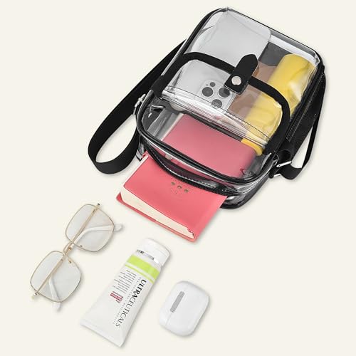 SPODEARS Clear Crossbody Bag for Stadium Events & Concerts - Adjustable Shoulder Strap Purse with 1 Bottle Holder