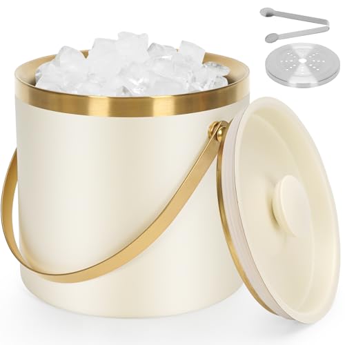 ZORMY 3L Double-Wall Vacuum Insulated Stainless Steel Ice Bucket with Lid & Tong，Wine and Champagne Bucket for Home & Part...