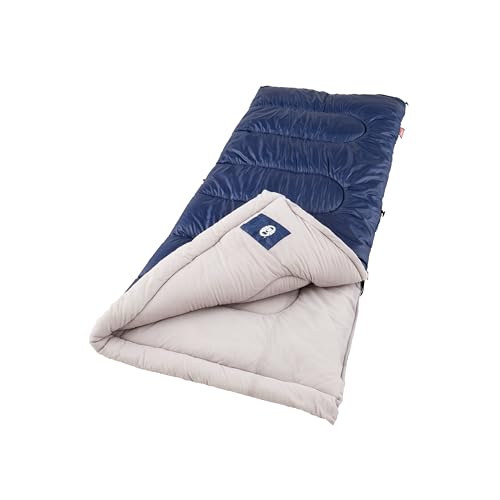 Coleman Brazos 20/30°F Adult Cool-Weather Sleeping Bag with No-Snag Zipper & Stuff Sack, Machine Washable, Great for Campi...