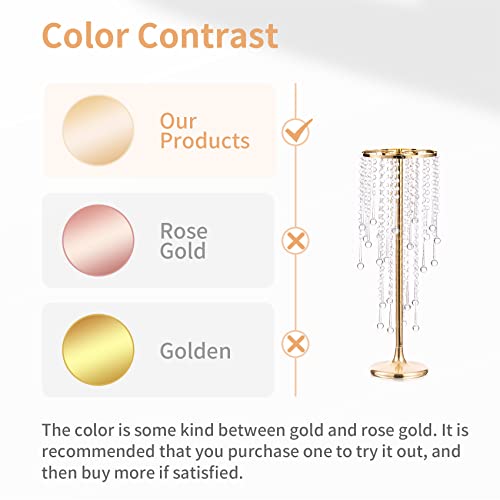 NUPTIO Wedding Centerpieces Gold Vases: 2 Pcs 21.7in Tall Crystal Flower Vase Metal Flowers Stand for Party Tables Decorat...