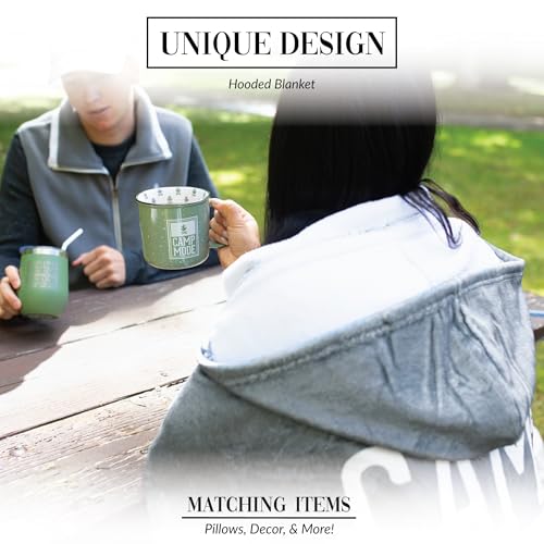 Pavilion Gift Company - Camp Mode - One-Size-Fits-Most 50" x 60" Oversized Hooded Wearable Plush Soft Warm Cozy Blanket Cl...