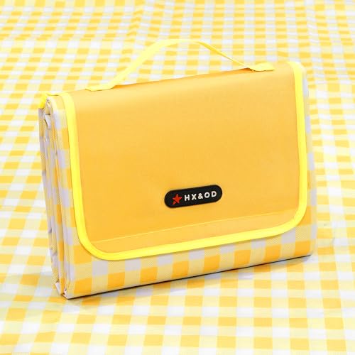 HX&OD Outdoor Picnic Blanket 80"X80" Picnic Mat Extra Large Camping Blanket Beach Blanket Foldable Waterproof Sand Mat Hik...