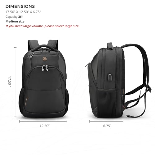 Swissdigital Design Travel Laptop Backpack, College Laptops Backpack with USB Charging Port for Men and Women Fits 16 Inch...