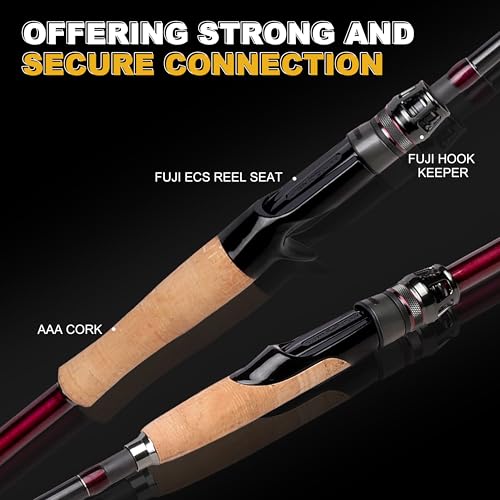 TRUSCEND CrazBass Travel Fishing Rod, FUJI K Guide and Reel Seat, TORAY 30/40T Carbon Fiber, Innovative Put-in Connection ...