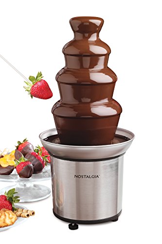 Nostalgia 4 Tier Electric Chocolate Fondue Fountain Machine for Parties - Melts Cheese, Queso, Candy, and Liqueur - Dip St...