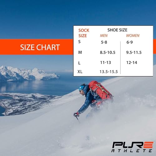 Pure Athlete High Performance Wool Ski Socks - Thermal Warm Merino Wool OTC Sock, Men Women