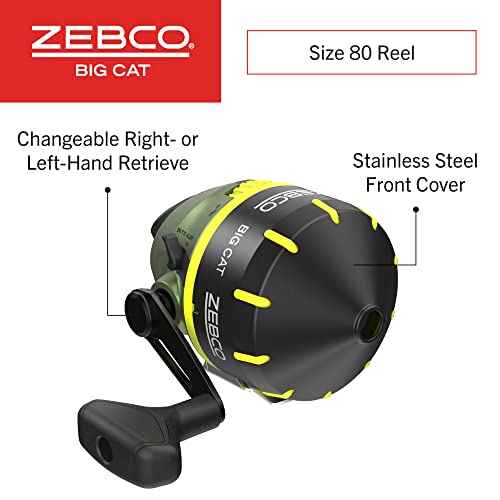Zebco Big Cat Spincast Reel and Fishing Rod Combo, All-Metal Gears, Changeable Right- or Left-Hand Retrieve