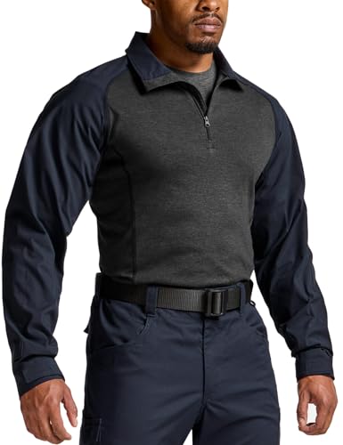 CQR Men's Combat Shirt Tactical 1/4 Zip Long Sleeve Military BDU Shirts Camo EDC Top with Pockets