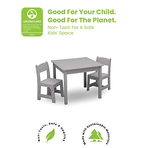 Delta Children MySize Kids Wood Table and Chair Set (2 Chairs Included) - Ideal for Arts & Crafts, Snack Time & More - Gre...