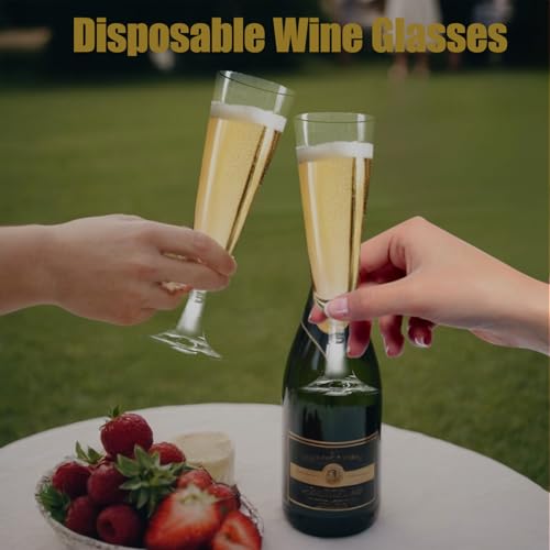 MIIDNTLX Champagne Flutes Plastic,25 Pack Wine Glasses,Disposable Champagne Glasses,5 Oz Clear Shot Cups,New Year Christma...