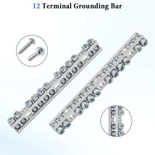 Ground Bar Kit for Square D, 12 Terminal Grounding Bar Compatible with Schneider Electric Load Centers 2 Pack
