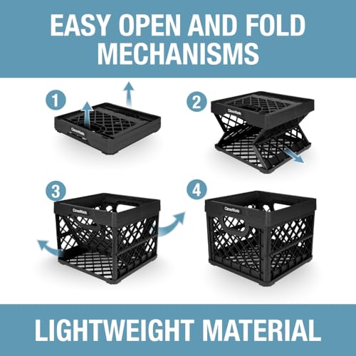 CleverMade Collapsible Milk Crate, Obsidian, 1PK - 25L (6 Gal) Stackable Storage Bins, Holds 50lbs Per Bin - Clevercrates ...
