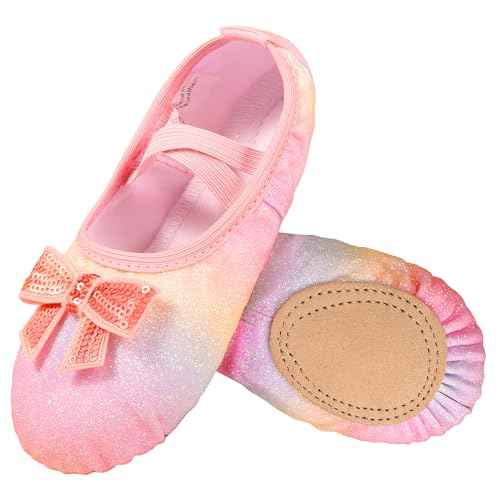 Arshiner Ballet Shoes for Girls Canvas Ballet Slippers Dance Shoes with Elastic Band for Toddler/Little Kid/Big Kid