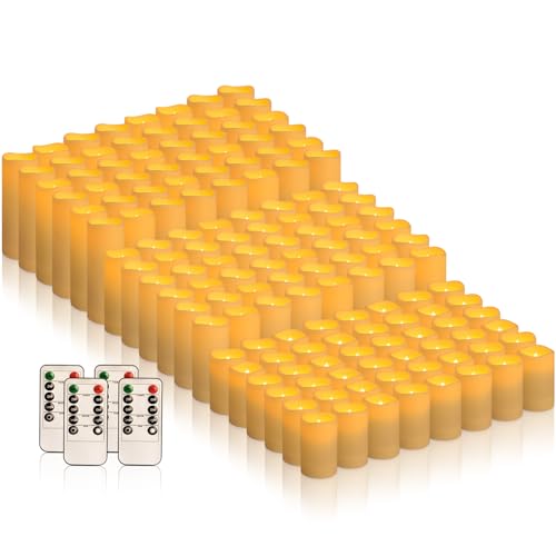 CLTNIKET 144-Pack LED Flameless Candles with Remote Control - Festival Essentials, Turn On The Light of Warm Colors, Home ...