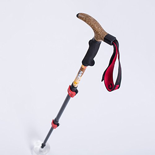 MBC T Shape Carbon Fiber Trekking Pole with High Cork Grip, Ultralight Walking Stick for Hiking, Camping