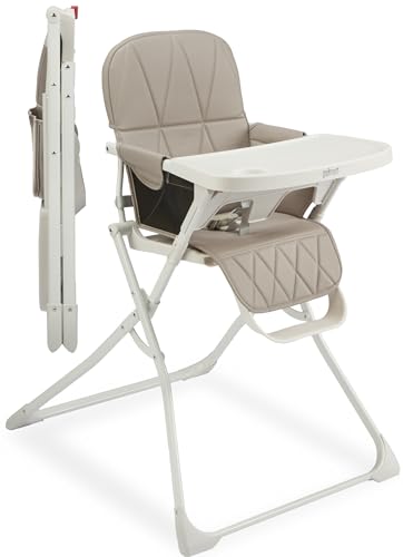 Primo PopUp Folding High Chair for Baby Age 6 to 36 Months - Taupe Folding Beach Style High Chair with Removable Dishwashe...