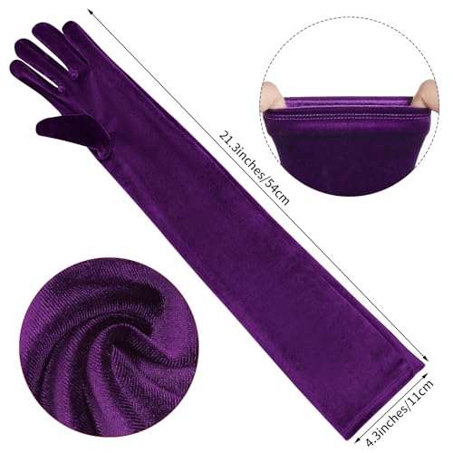 Lystaii Women Long Velvet Gloves for Women Elbow Length 1920s Opera Costume Flapper Evening Banquet Party