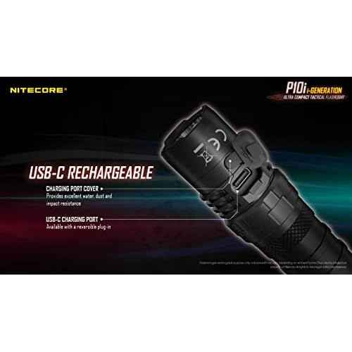 Nitecore Power Bundle P10i+NL2150HPI (P10i) 1800 Lumen USB-C Rechargeable Tactical Flashlight, Strobe Ready with LumenTac Organizer