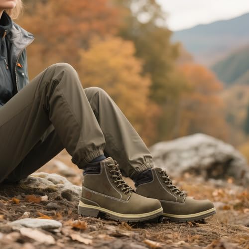 ANJOUFEMME Combat Work Hiking Boots for Women - Ladies Casual Waterproof Outdoor Boots, Walking Hiking Shoes, Backpacking ...