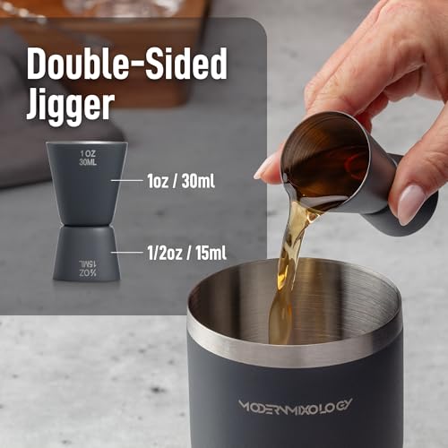 Modern Mixology 24oz Cocktail Shaker Set - Bartender Set with Jigger, Great for Mixing Cocktails, Martini, Margarita - Sle...
