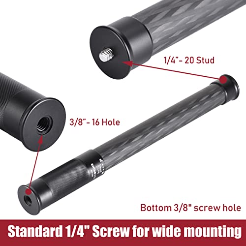 SHINEWEE Carbon Fiber Extension Pole – 4-Section Fast Twisting Lock Design | 1/4" Screw Mount for Camera, Phone, Gimbal & ...