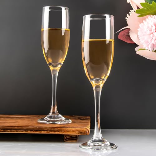 Classic Champagne Glasses Set of 12, 6oz Glass Champagne Flutes, Stemmed Champagne Flutes, Sparkling Wine Glass for Party,...