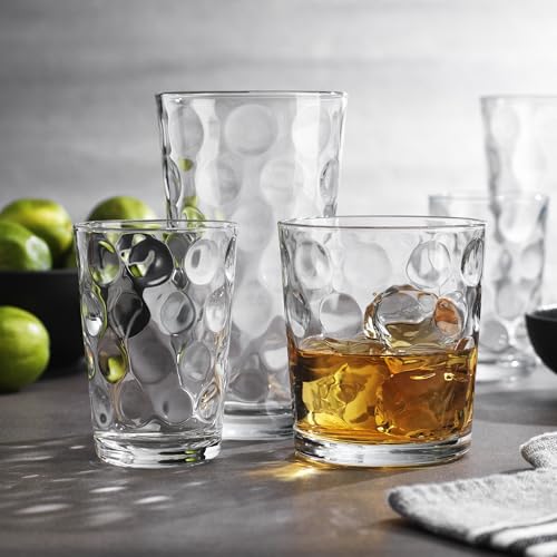 Home Essentials & Beyond Glassware Set 18 Piece Mixed Drinkware Set. 6 Highball Tumblers-17 oz., 6 Rock Whiskey-13 oz., an...