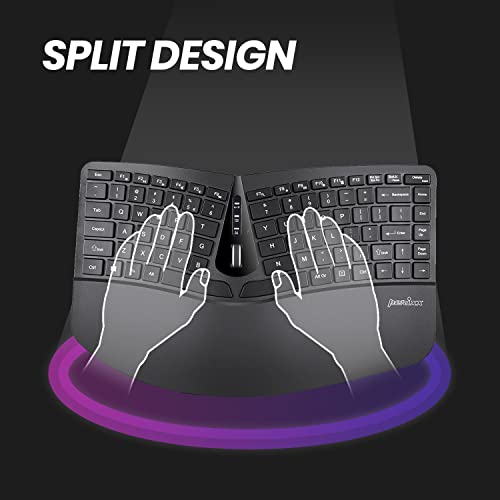 Perixx PERIDUO-606A, 3-in-1 Wireless Compact Ergonomic Keyboard with Vertical Mouse and Numeric Keypad - Adjustable Palm R...