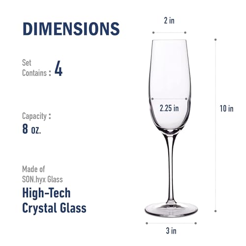 Luigi Bormioli Crescendo Champagne Flute Glasses Set of 4-8.25 Oz Stemware for Celebrations, Toasts & Dining Decor - Glass...