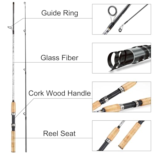 Sougayilang Spinning & Casting Rods, Strong Carbon&Glass Composite Fishing Rod with Stainless Steel Line Guides for Bass, ...