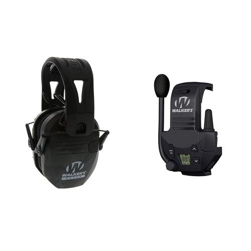 Walker's Razor Tacti-Grip Earmuffs with Walkie Talkie, Multicam Camo, 23 NRR, 3 Mile Range, 22 Channel Shooting Muffs Bundle