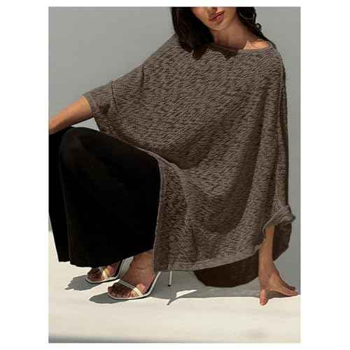 MakeMeChic Ponchos for Women Sheer Poncho Sweater Shawl Wraps Coverup