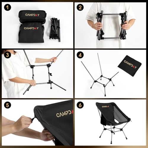 Campday Camping Chair Portable Hiking Ultralight Backpacking Small Lightweight Folding Chair for Outdoor Camp Hunting Beac...