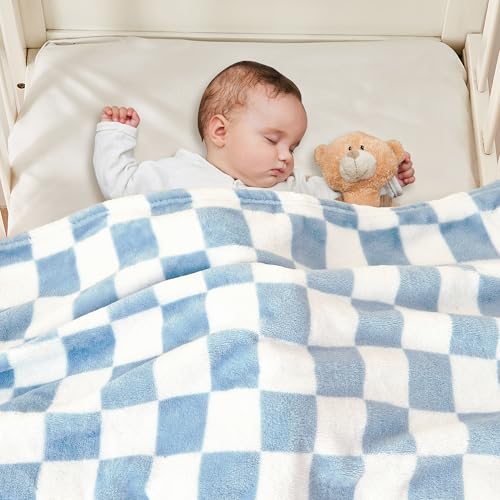 Yurhap Checkered Baby Blanket Fleece Baby Blankets for Boys, Ultra Soft Cozy Fluffy Infant Toddler Newborn Receiving Blank...