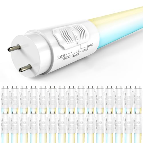 Sunco 30 Pack T8 LED Bulbs 4 Foot, LED Fluorescent Tube Replacement, 4ft LED Tube Light, Ballast Bypass, 18W, 2200 LM, Sel...