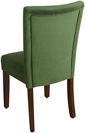 HomePop Parsons Classic Upholstered Accent Dining Chair, Set of 2, Dark Green Velvet