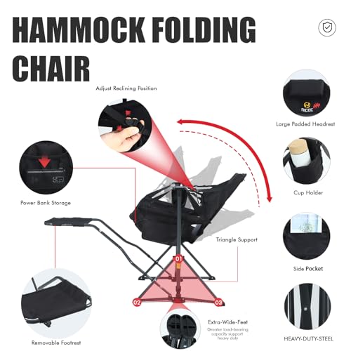 Nice C Heated Hammock Camping Chair with Footrest, Heated Camping Chair with Battery, Rocking Swing Chairs, Hammock Chairs...