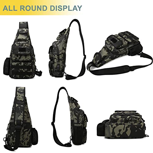 Novemkada Tactical Shoulder Bag - 1000D Molle Military Backpack Outdoor Daypack Chest Pack (Tan)