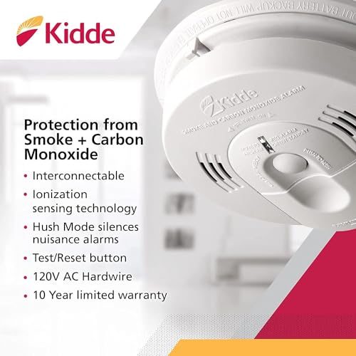 Kidde Smoke & Carbon Monoxide Detector, Hardwired, Interconnect Combination Smoke & CO Alarm with Battery Backup, Voice Alert, Pack of 2