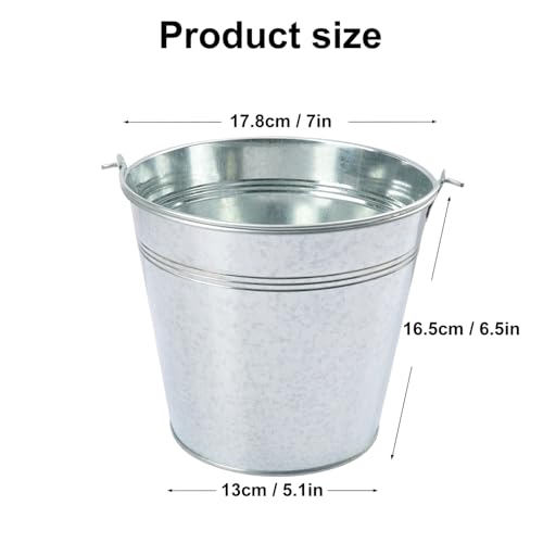 Biugaaufai 12 Pack 7 Inch Galvanized Metal Buckets with Handles, Rustic Metal Ice Buckets for Party Decor, Wedding Favors,...