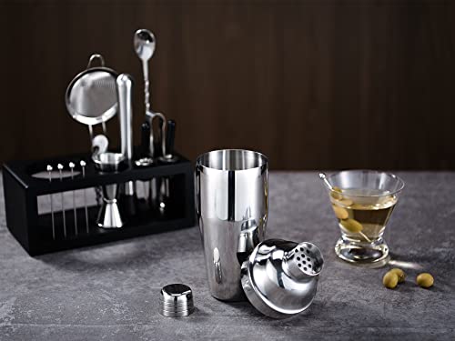 LUCKYGOOBO Cocktail Shaker Set,14 Piece Bartender Kit 24 oz Martini Shaker Cocktail Mixing 18/8 Grade Stainless Steel Mart...