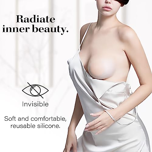 QUXIANG 4 Pairs Pasties Women Nipple Covers Reusable Adhesive Silicone Nippleless Covers Bra for Dress
