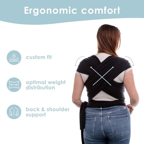 Sleepy Wrap Stretchy Ergonomic Baby Carrier Sling for Newborns to Toddlers - Hands-Free Lightweight Baby Wrap 7-35 lbs (Bl...