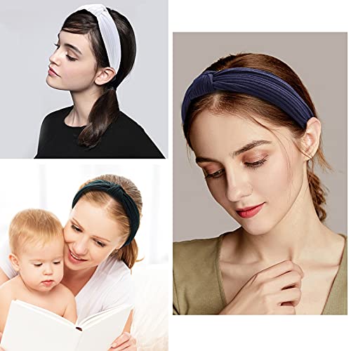 Fishinsea 10 Pack Knotted Wide Headbands for Women Cute Fashion Head Wrap in Solid Color Non-slip Hair Accessories for Dai...