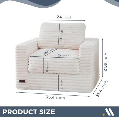 MAXYOYO Giant Bean Bag Chair for Adults, Upholstered Floor Sofa with Pillows and Armrests, Large Bean Bag Sofa Plush Chair...