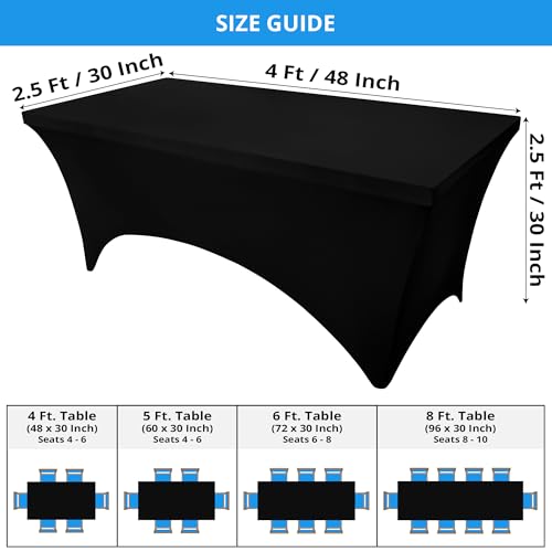 Utopia Kitchen Spandex Tablecloth 2 Pack [4FT, Black] Tight, Fitted, Washable and Wrinkle Resistant Stretch Table Cloth Re...
