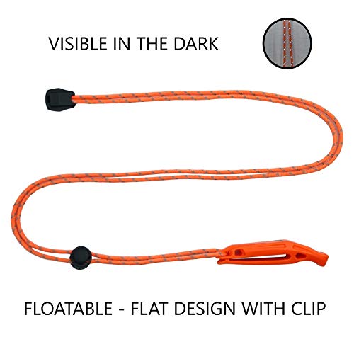 LuxoGear Emergency Whistles with Lanyard Safety Whistle Survival Shrill Loud Blast for Kayak Life Vest Jacket Boating Fish...