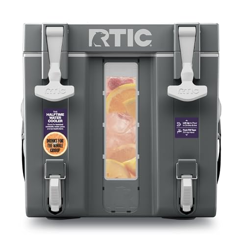 RTIC Halftime Water Cooler Portable Carrier Container, Drink Beverage Dispenser, Stackable with 2 Taps, Bottleless, BPA-Fr...