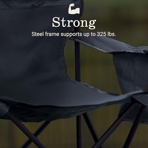 Coleman Portable Camping Chair with 4-Can Cooler, Cushioned Seat & Back with Side Pockets & Cup Holder, Carry Bag Include...