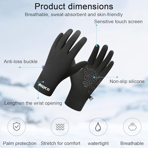 Touchscreen Thermal Running Gloves for Men Women Outdoor Sports Non Slip Cold Weather Gloves for Jogging Hiking Biking Use